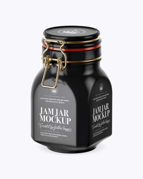 900ml Matte Ceramic Jam Jar w Clamp Lid Mockup - Half Side View - 100ml+Glass+Pure+Honey+Jar+w/+Clamp+Lid+Mockup+-+Half+Side+...