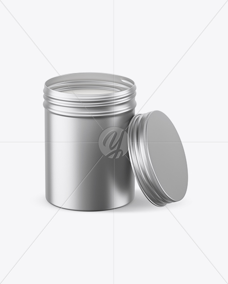 Opened Matte Metallic Round Tin Box Mockup