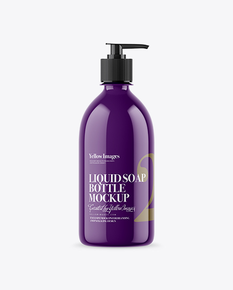 Glossy Liquid Soap Bottle with Pump Mockup