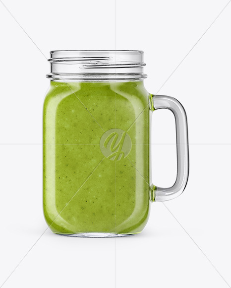 Opened Mason Jug with Green Smoothie Mockup