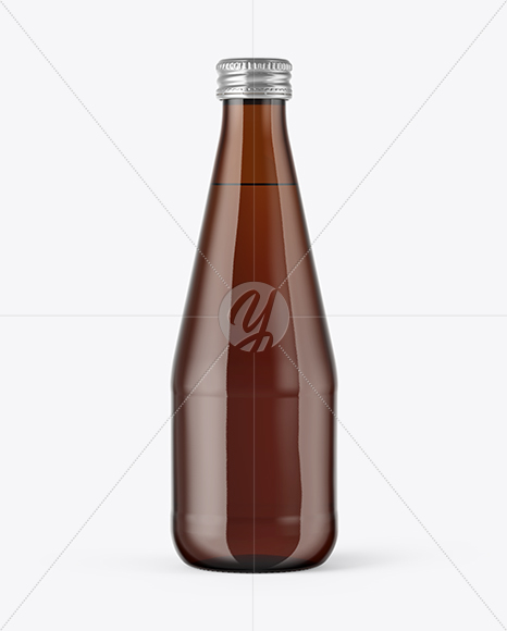 Amber Glass Bottle With Metal Cap Mockup