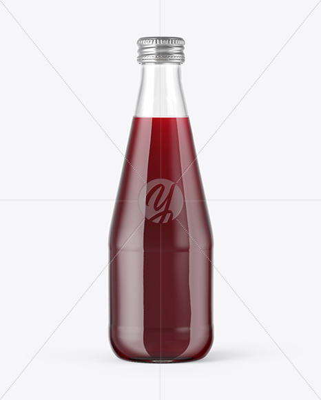 Clear Glass Bottle With Cherry Juice Mockup