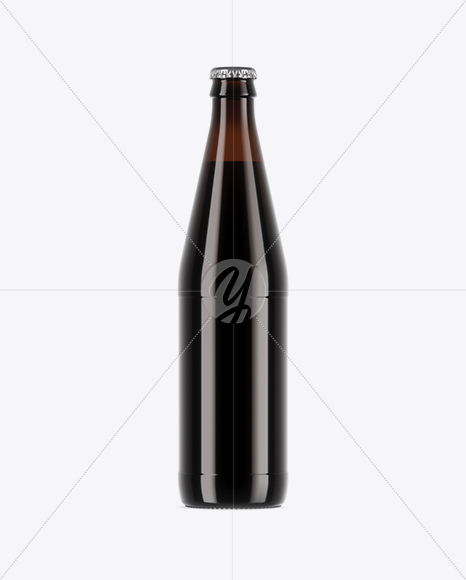 Amber Glass Bottle With Stout Beer Mockup