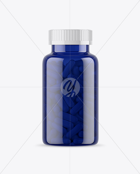 Blue Pills Bottle Mockup