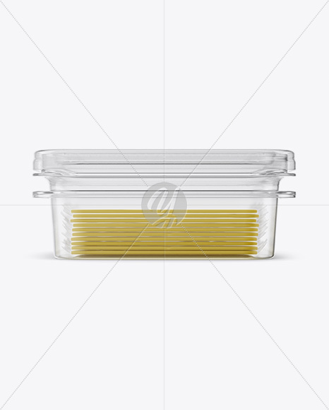 Transparent Container with Wrapped Sliced Cheese Packs Mockup - Front, Side & Top Views