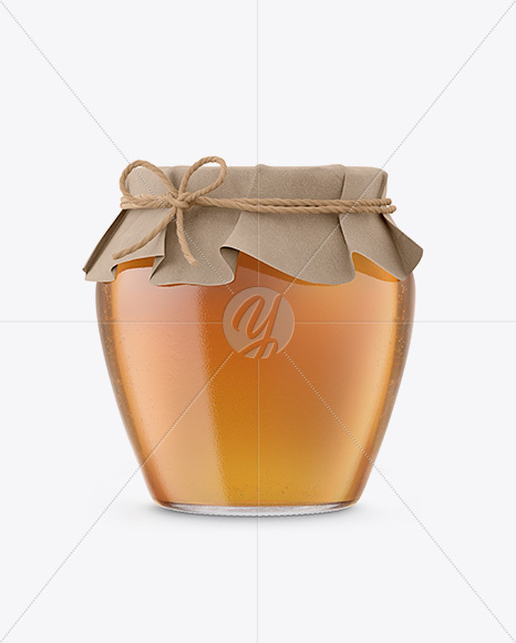 Glass Honey Jar with Paper Cap Mockup