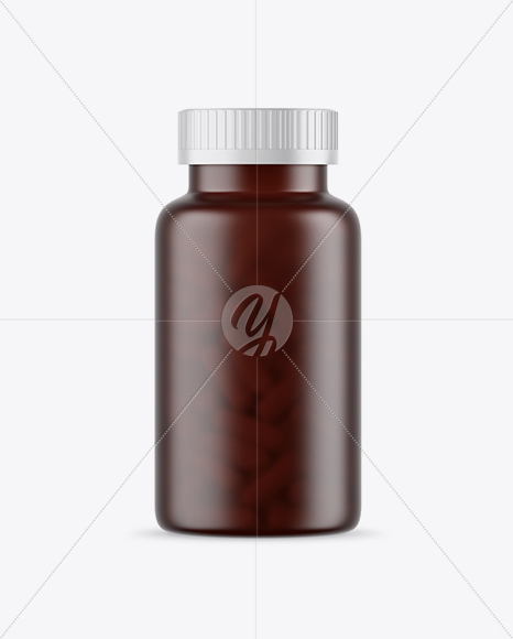 Frosted Amber Pills Bottle Mockup