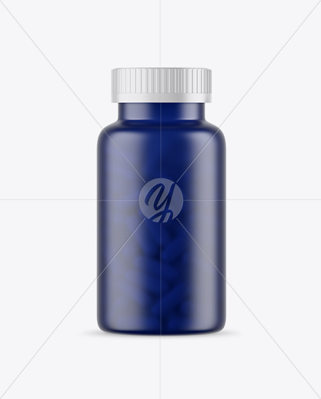 Frosted Blue Pills Bottle Mockup