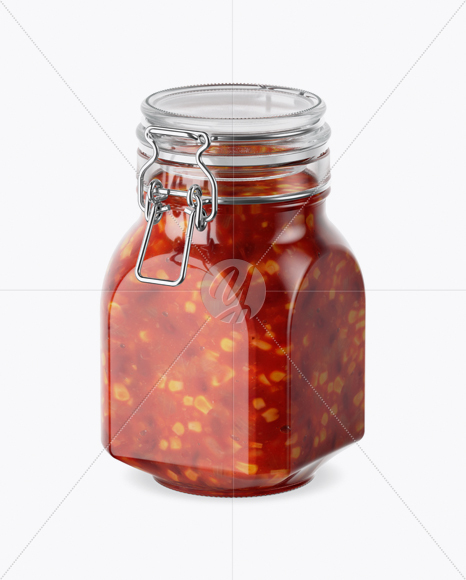 900ml Mexican Beans Glass Jar w/ Clamp Lid Mockup - Half Side View