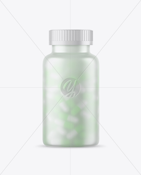 Frosted Bottle With Pills Mockup