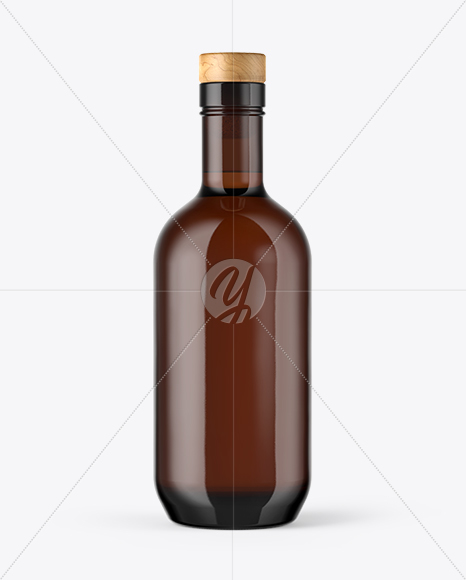 Amber Glass Bottle With Seal Sticker Mockup