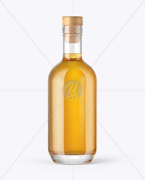 Single Malt Whisky Bottle with Wooden Cap Mockup