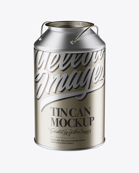 Metallic Tin Can Mockup - Half Side View