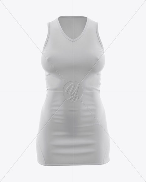 Netball Dress With V-Neck HQ Mockup - Front View