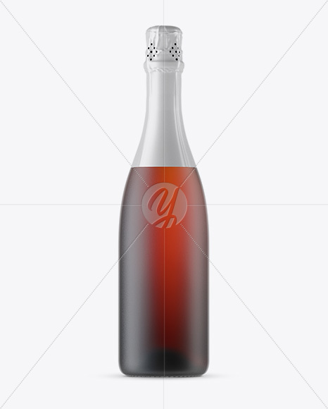 Frosted Red Glass Champagne Bottle Mockup Frosted Red Glass Champagne Bottle Mockup