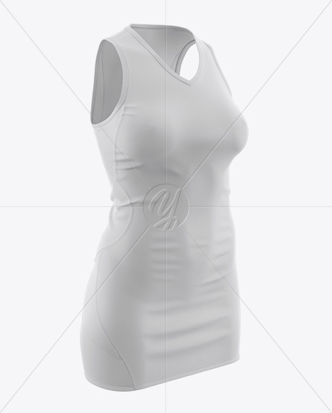 Netball Dress With V-Neck HQ Mockup - Half Side View