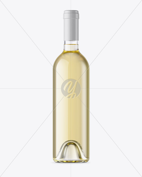 Clear Glass White Wine Bottle with Cork Mockup