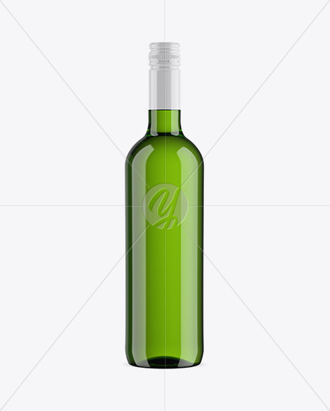 Green Bottle With Whisky Mockup