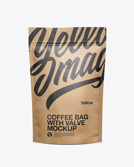 Paper Coffee Bag W Valve Mockup - Front View - Bag with valve