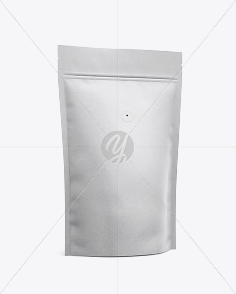 Paper Coffee Bag W/ Valve Mockup - Half Side View