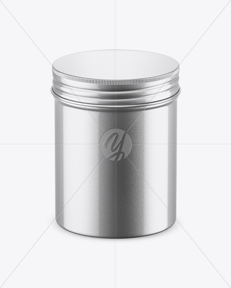 Metallic Round Tin Box Mockup (High-Angle Shot)