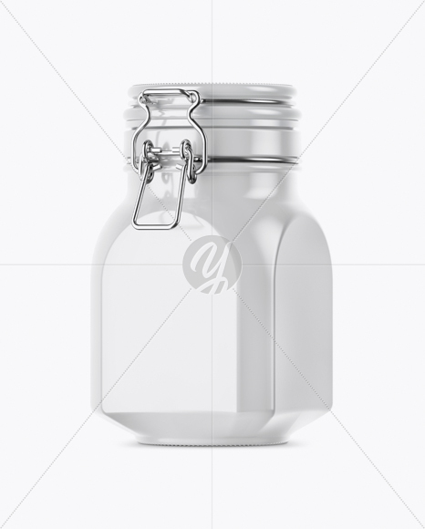 900ml Glossy Ceramic Jam Jar w/ Clamp Lid Mockup - Half Side View 900ml Glossy Ceramic Jam Jar w/ Clamp Lid Mockup - Half Side View