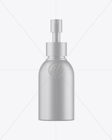 Matte Metallic Cosmetic Bottle With Pump Mockup - Front View