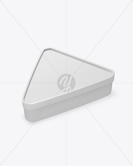 Glossy Triangular Box Mockup - Half Side View (High-Angle Shot)