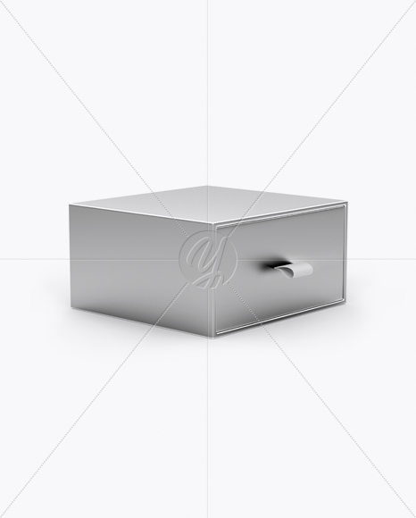 Metallic Gift Box Mockup - Half Side View