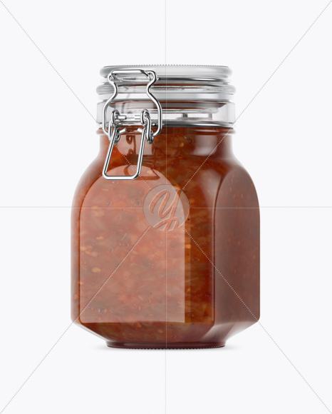 900ml Lecho Sauce Glass Jar w/ Clamp Lid Mockup - Half Side View