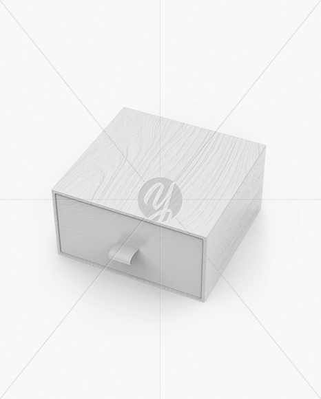 Wooden Gift Box Mockup - Half Side View (High-Angle Shot)