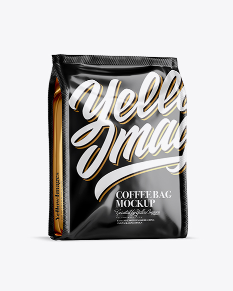 Glossy Coffee Bag Mockup - Half Side View - Coffee+Branding+Mock-Up+Vol.+4