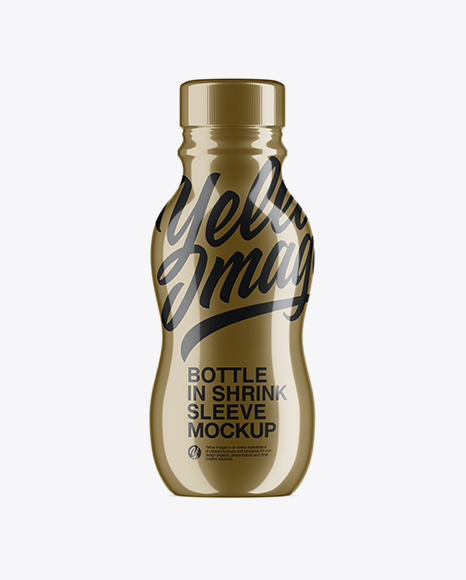 Plastic Bottle In Metallic Shrink Sleeve Mockup - Yogurt+Bottle+Mockup+with+Shrink+Sleeve