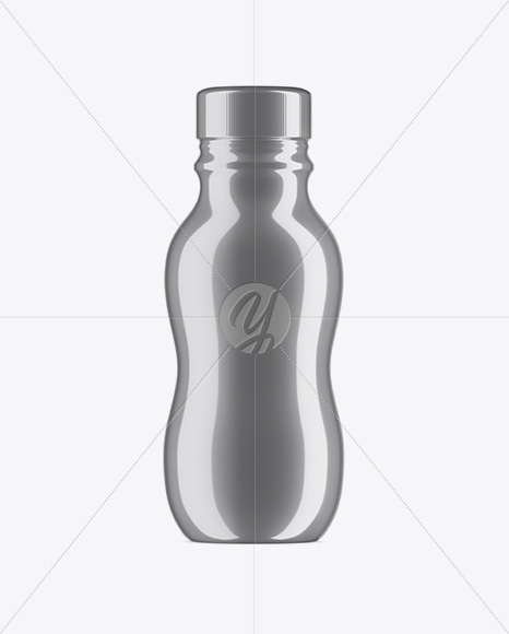 Plastic Bottle In Metallic Shrink Sleeve Mockup