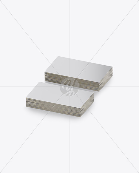 Two Stacks of Business Cards Mockup - Half Side View