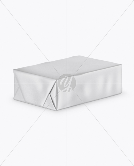 Glossy Butter Block Mockup - Half Side View (High-Angle Shot)