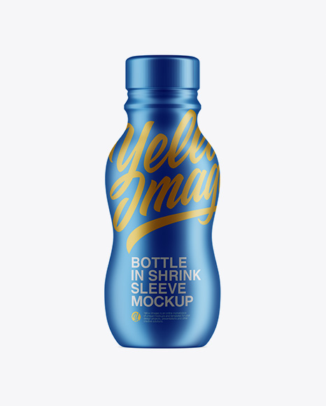 Plastic Bottle In Matte Metallic Shrink Sleeve Mockup - Free Download