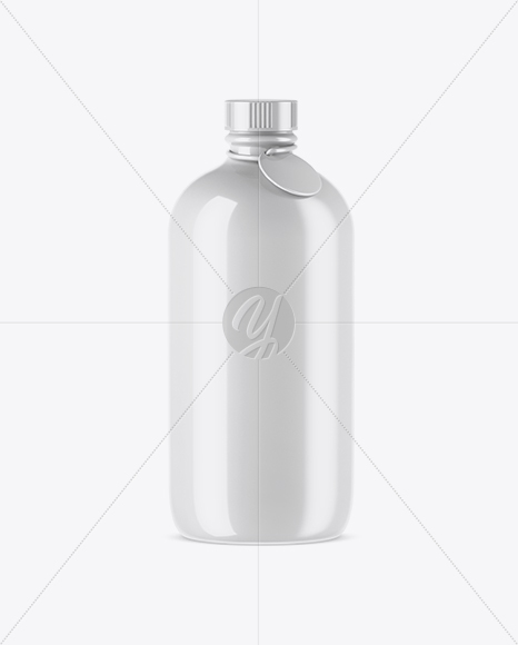 Glossy Ceramic Bottle With Label Mockup