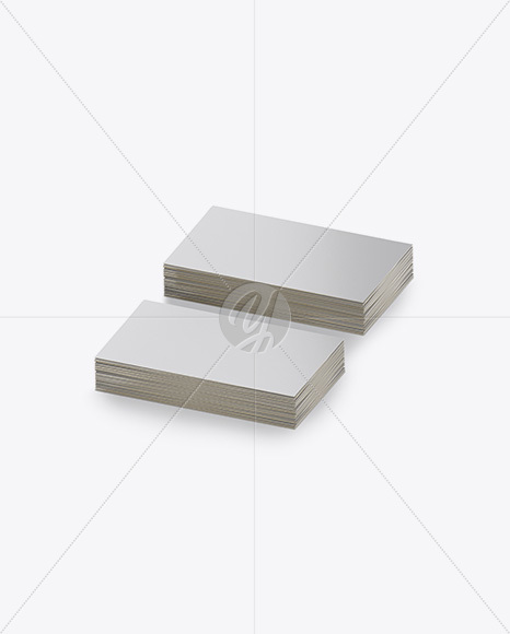 Two Stacks of Textured Business Cards Mockup - Half Side View