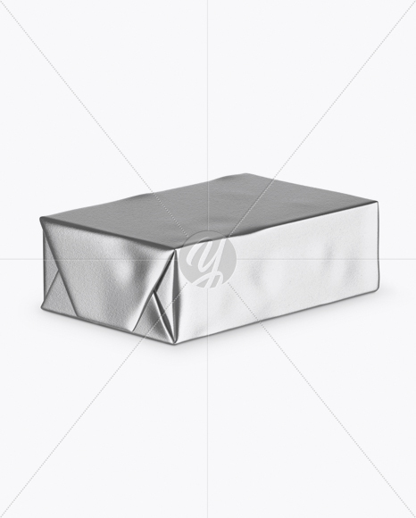 Metallic Butter Block Mockup - Half Side View (High-Angle Shot)