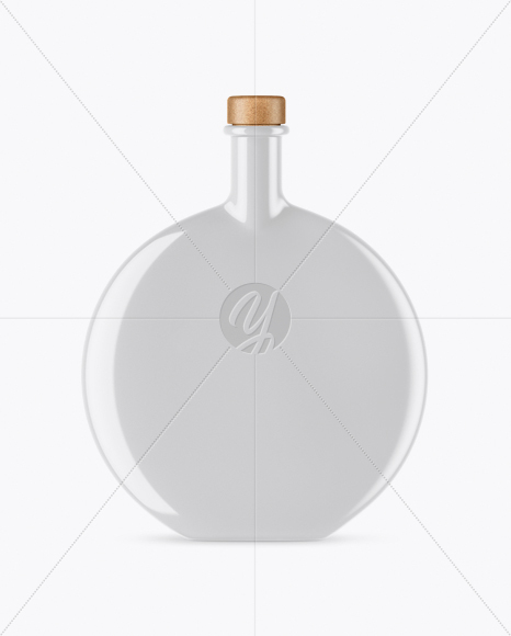 Glossy Bottle With Wooden Cap Mockup