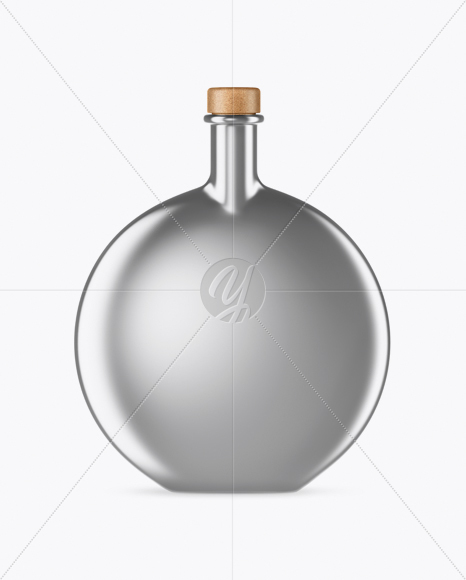 Metallic Bottle With Wooden Cap Mockup