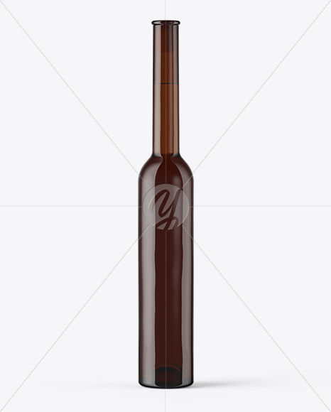 Amber Glass White Wine Bottle With Cork Mockup