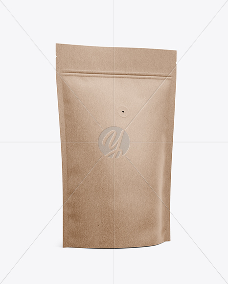 Kraft Coffee Bag W/ Valve Mockup - Half Side View