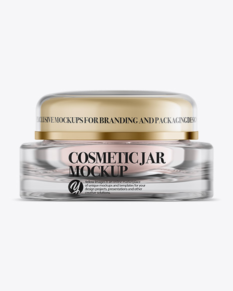 Clear Glass Square Cosmetic Jar Mockup - Front View