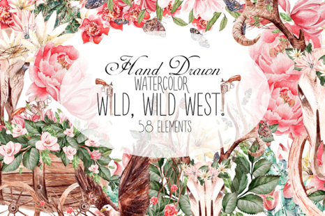 Hand Drawn Watercolor WILD, WILD WEST! - Ancient art