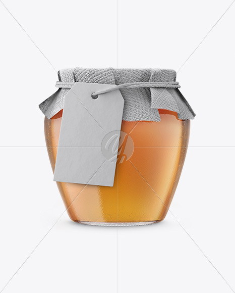 Glass Honey Jar with Fabric Cap and Label Mockup