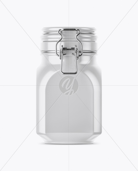900ml Glossy Ceramic Jam Jar w/ Clamp Lid Mockup - Side View 900ml Glossy Ceramic Jam Jar w/ Clamp Lid Mockup - Side View
