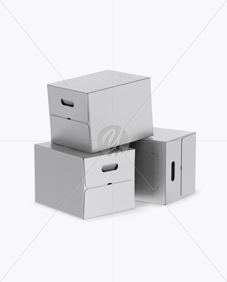 Three Metallic Paper Boxes Mockup