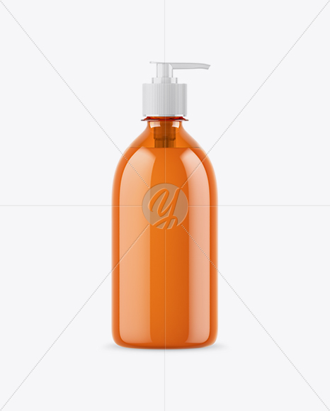 Orange Liquid Soap Bottle with Pump Mockup Orange Liquid Soap Bottle with Pump Mockup